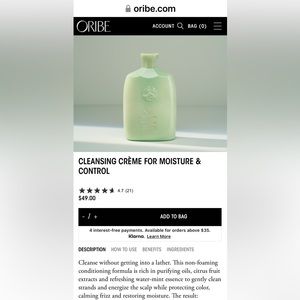ORIBE cleansing cream BNIB